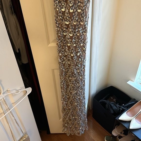 Celebrity Inspired Silver Gem Dress - Picture 2 of 8